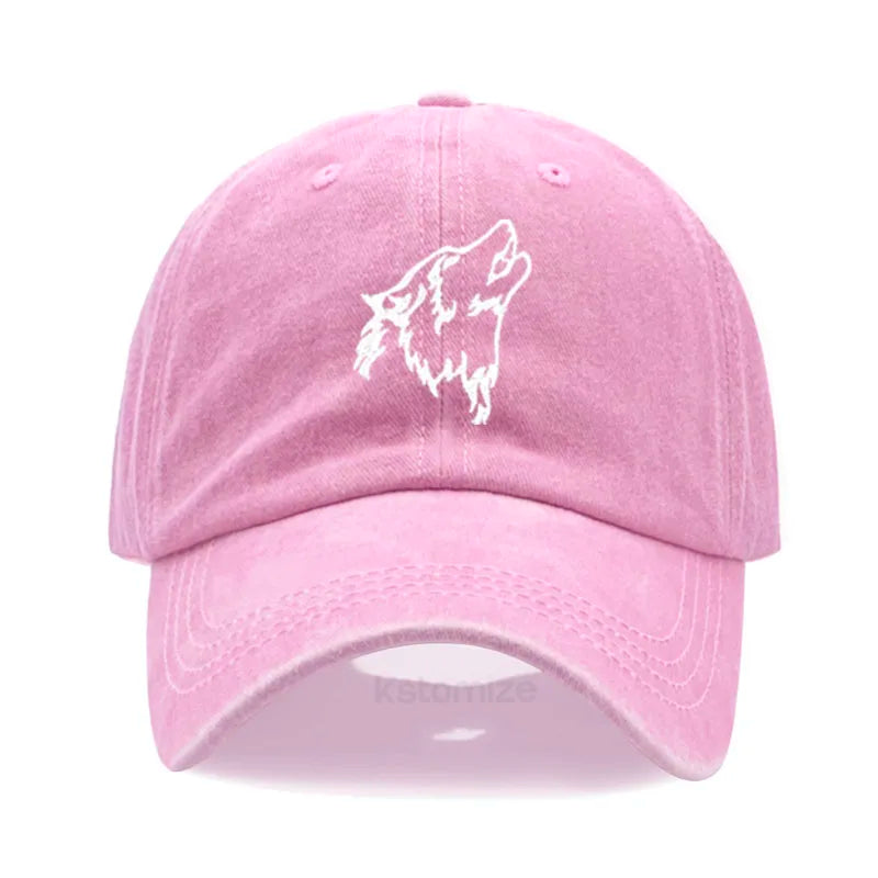 Women S Baseball Cap Men Washed Cotton Wolf Howl Embroidery Dad Hat Sport Golf Caps Man Sun Hats
