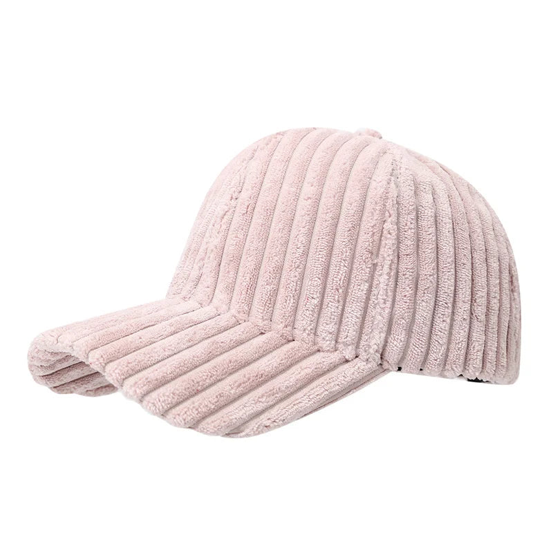 Winter Warm Corduroy Baseball Caps Men Women Solid Color Kpop Retro Adjustable Snapback Hats Trucker