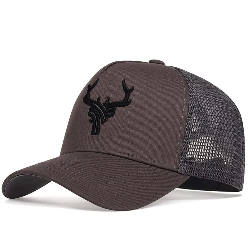 Unisex Animal Antlers Embroidery Baseball Net Caps Spring Summer Outdoor Adjustable Casual Hats