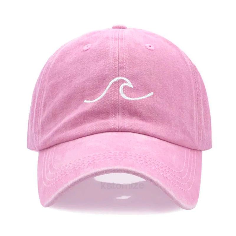 Men S Baseball Cap Women Washed Cotton Waves Embroidery Dad Hat Sport Golf Caps Man Sun Hats