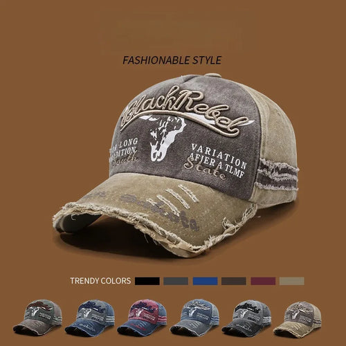 Cool Men Washed Cotton Baseball Cap Retro Four Seasons Male Outdoor Sport Hat Accessory