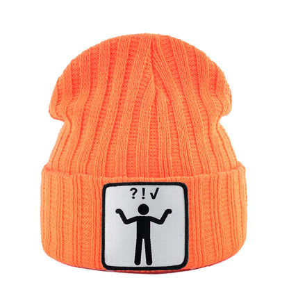 Knitted Skullies Beanie With Animals Patch Men Women Outdoor Casual Sport Hats Autumn Winter Solid Color Hip Hop Beanies