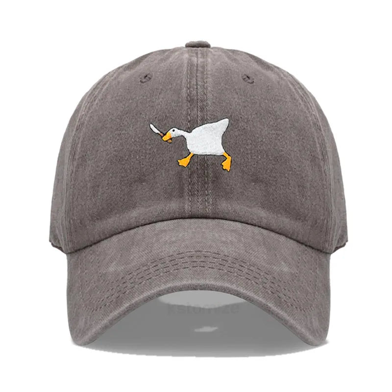 Unisex Dad Hat Embroidered Goose Pattern Fashionable Style Duckbill Cap Men Women