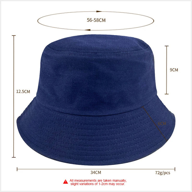 100 Cotton Solid Color Bucket Hat Summer Sun Protection Breathable Round Crown