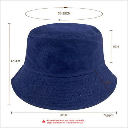 100 Cotton Solid Color Bucket Hat Summer Sun Protection Breathable Round Crown