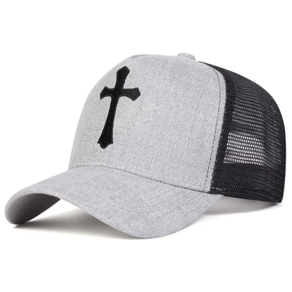 Unisex Cross Embroidery Baseball Net Caps Adjustable Casual Hats Spring Summer Outdoor Sunscreen Hat