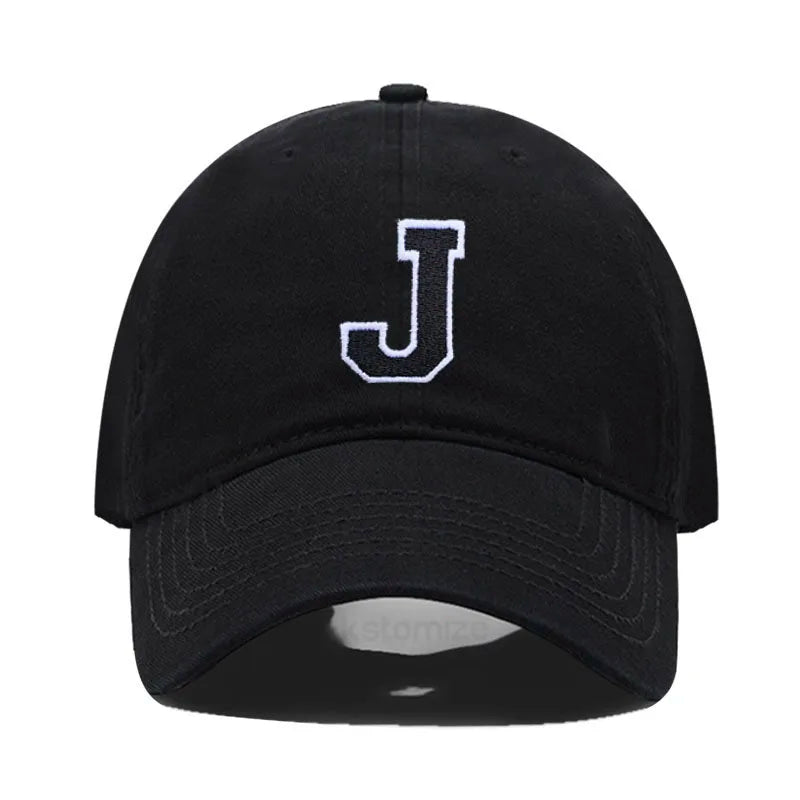 Initial Letter A-Z Embroider Baseball Cap Men Womne Soft Cotton Team Sport Visors Snapback Caps