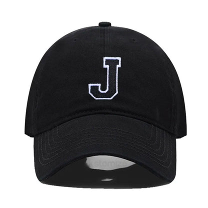 Initial Letter A-Z Embroider Baseball Cap Men Womne Soft Cotton Team Sport Visors Snapback Caps
