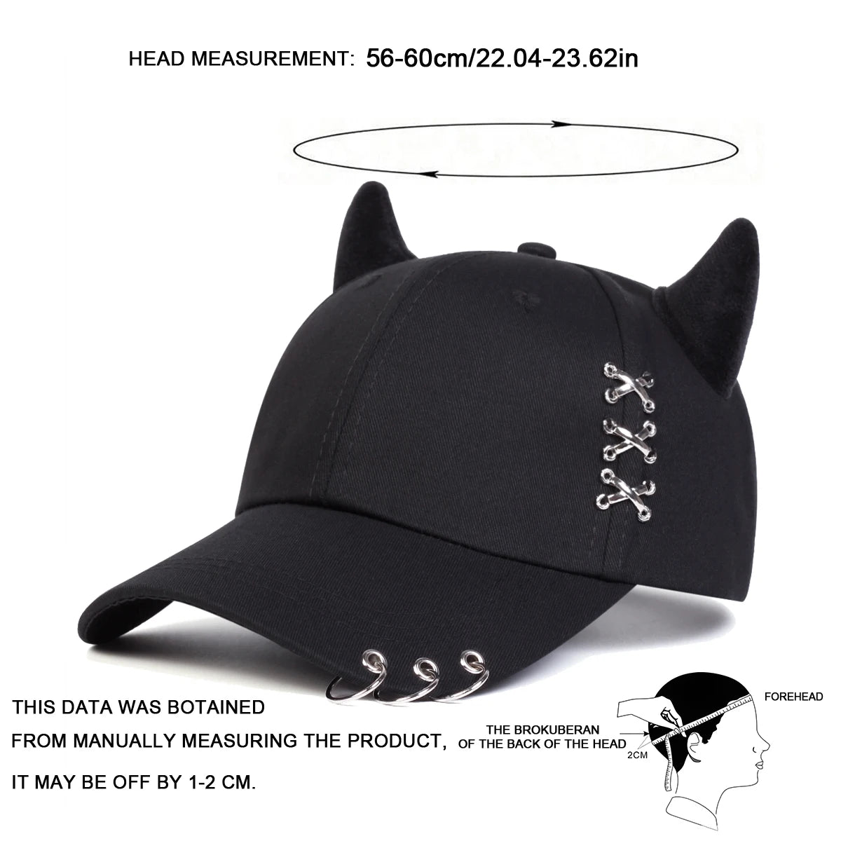 Unisex Xxx Iron Ring Bull Horn Personality Baseball Caps Spring Autumn Outdoor Adjustable Casual