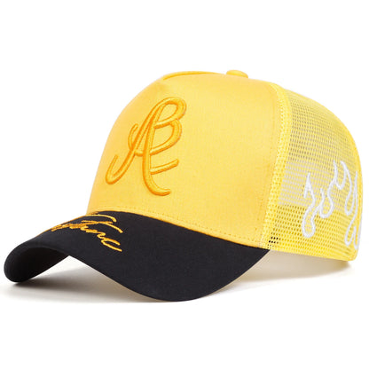 Unisex Personality Letter Embroidery Side Flame Baseball Net Caps Spring Summer Outdoor Adjustable