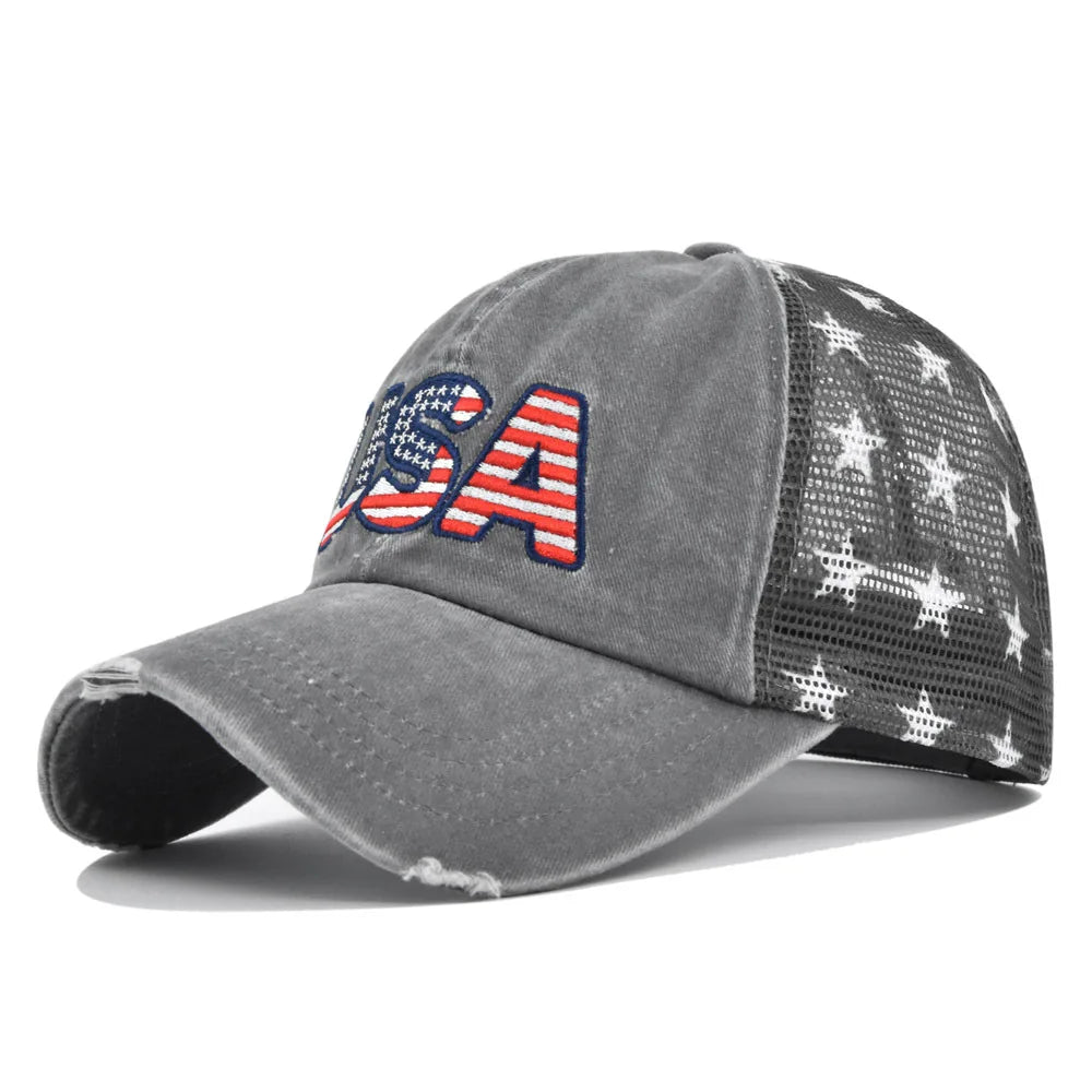 Unisex Usa Embroidery Net Baseball Cap Spring Summer Outdoor Adjustable Breathable Casual Hats