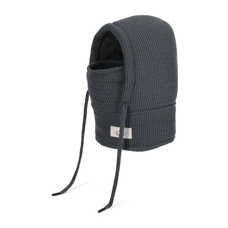 Winter Child Balaclava Hat Boy Girl Fleece-Lined Bonnets Windproof Mask Knitted Beanies Cap Scarf