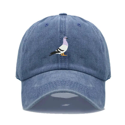 Pigeon Embroidery Baseball Cap Women Men Adjustable Soft Washed Cotton Dad Hat Unisex Classic Golf