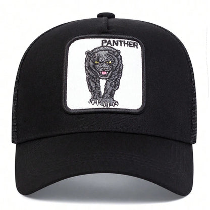Unisex Leopard Embroidery Baseball Net Caps Spring Summer Outdoor Adjustable Casual Hats Sunscreen
