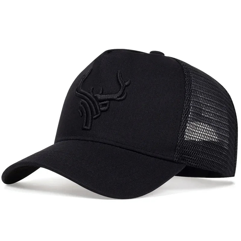 Unisex Animal Antlers Embroidery Baseball Net Caps Spring Summer Outdoor Adjustable Casual Hats