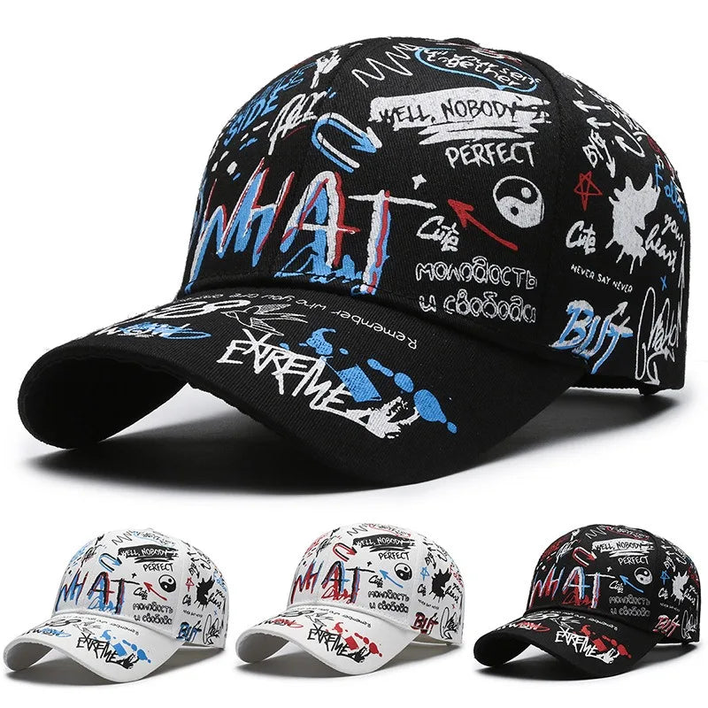 Women Men Graffiti Cotton Baseball Cap Unisex Printed Snapback Hat Hip Hop Trendy Outside