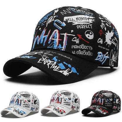 Women Men Graffiti Cotton Baseball Cap Unisex Printed Snapback Hat Hip Hop Trendy Outside