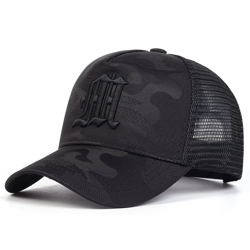 M Letter Camouflage Embroidery Baseball Net Caps Spring Summer Outdoor Adjustable Casual Hats