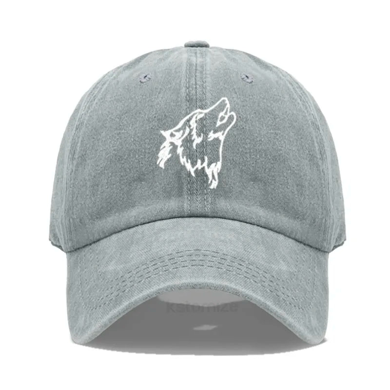 Women S Baseball Cap Men Washed Cotton Wolf Howl Embroidery Dad Hat Sport Golf Caps Man Sun Hats