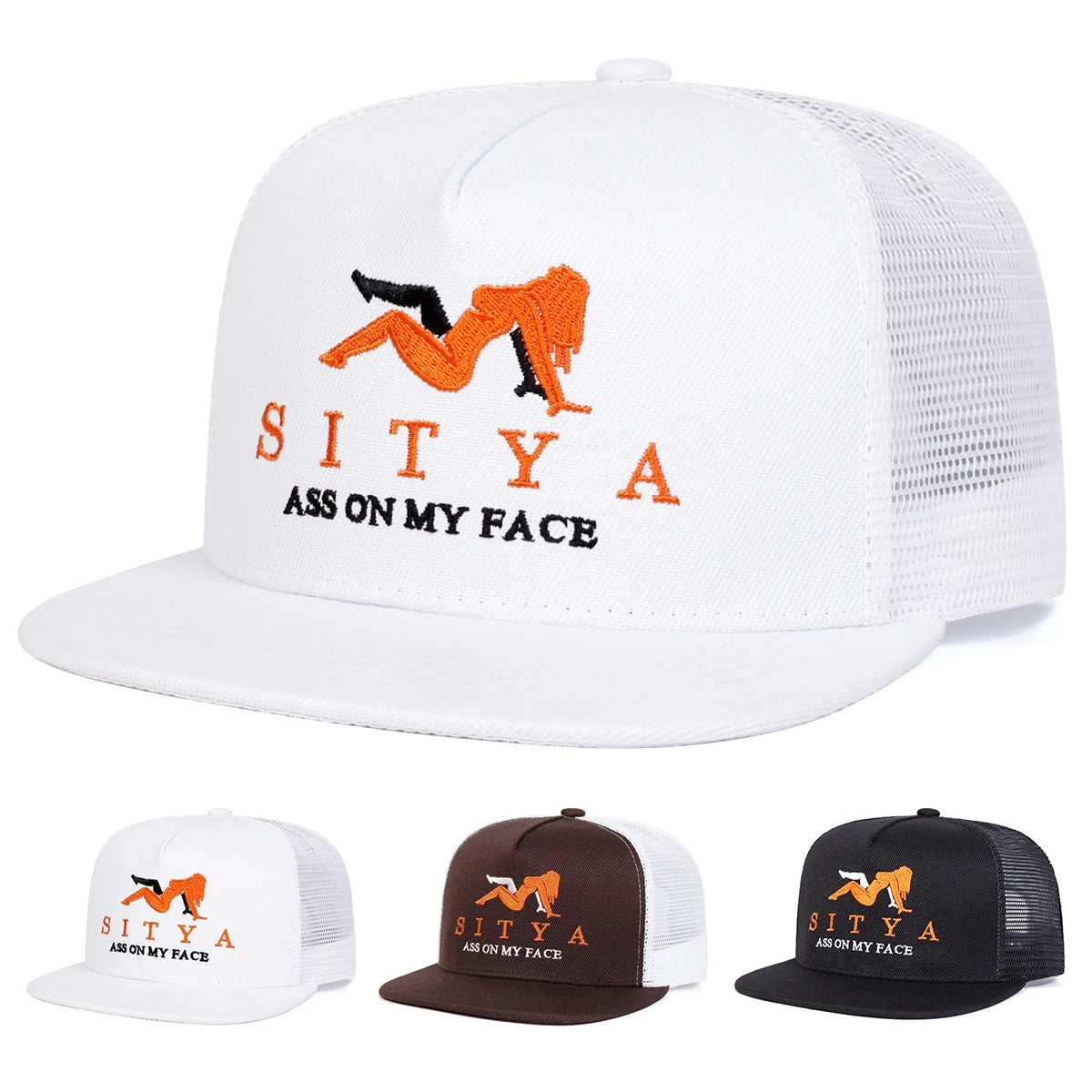 Unisex Sitya Letter Embroidery Hip-Hop Net Hats Spring Summer Outdoor Adjustable Casual Baseball
