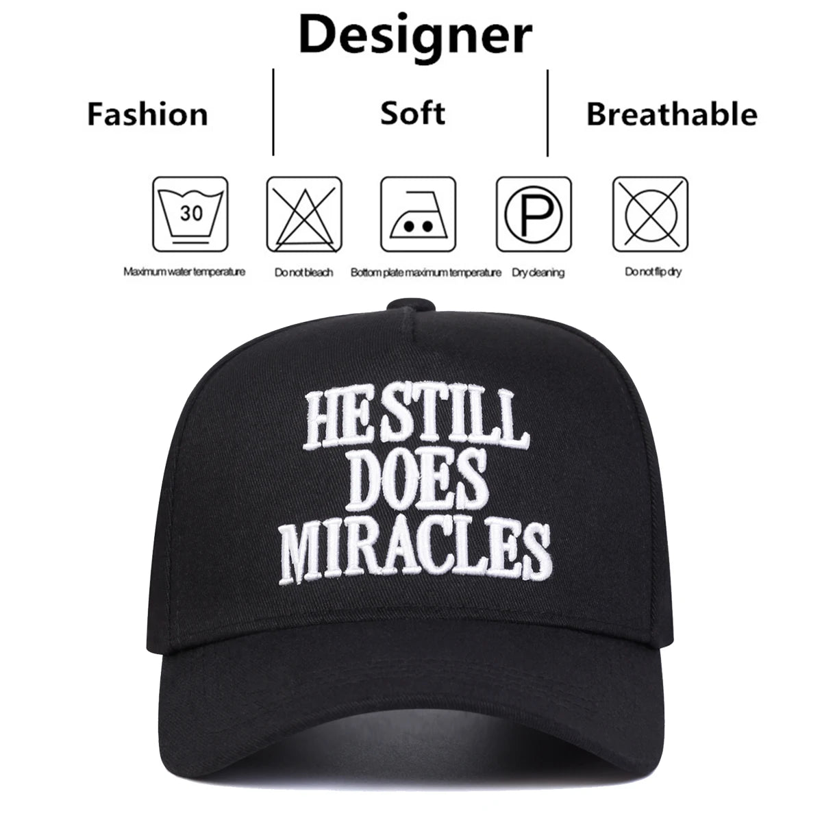Unisex Hestill Does Miracles Embroidery Baseball Caps Spring Autumn Outdoor Adjustable Casual Hats