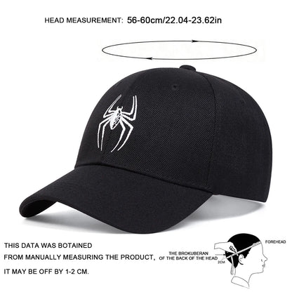 Unisex Spider Embroidery Baseball Caps Spring Autumn Outdoor Adjustable Casual Hats Sunscreen Hat
