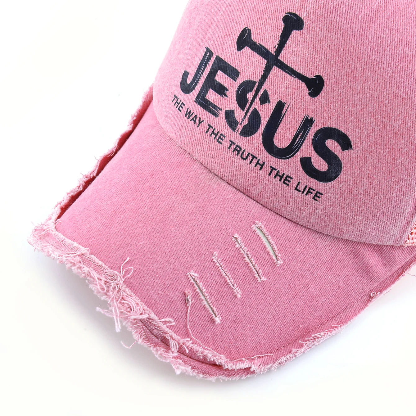 Washed Denim Pink Baseball Cap Women Spring And Summer Sun Visor Cap Men Snapback Hip Hop Trucker Cap Breathable Mesh Hat