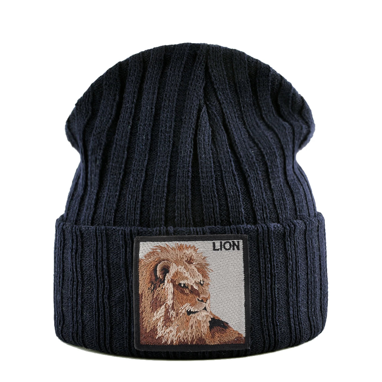 Unisex Black Beanie Hat With Animals Embroidery Patch Knitted Skull Cap For Men Women For Autumn Winter Streetwear Bonnet Hats