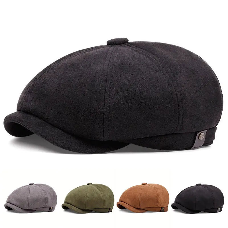 Suede Winter Retro Newsboy Caps Men Gentry Outdoor Octagonal Hat Painters Hats Adjustable Gatsby