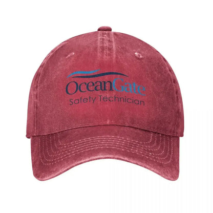 Vintage Oceangate Safety Technician Baseball Cap Unisex Style Distressed Washed Headwear Outdoor All