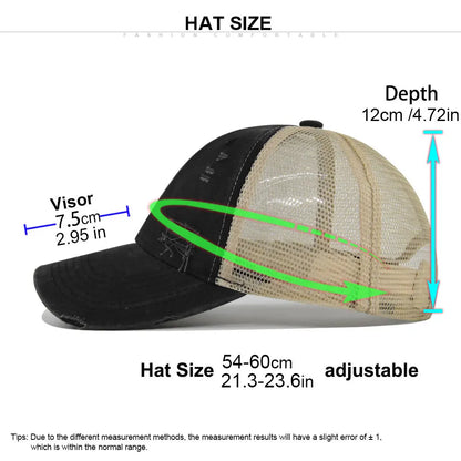 Summer Mesh Hole Baseball Cap Unisex Adjustable Washed Cotton Retro Casual Outdoor Sports Sun Hat