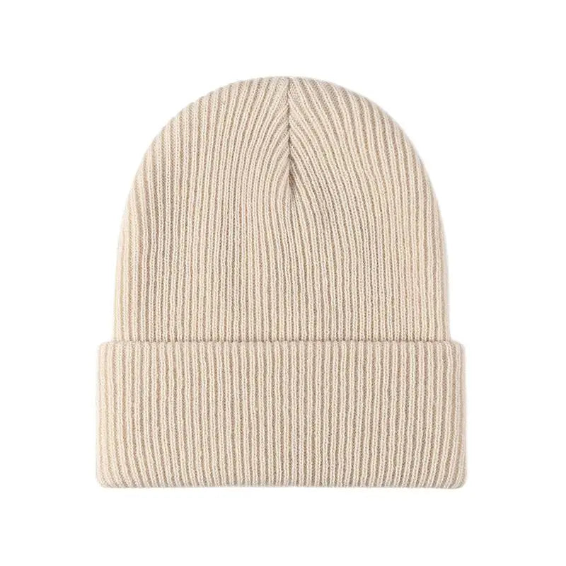 Women Men Autumn Winter Warm Beanie Hat Solid Color Lady Male Stretch Knitted Crochet Beanies Cap