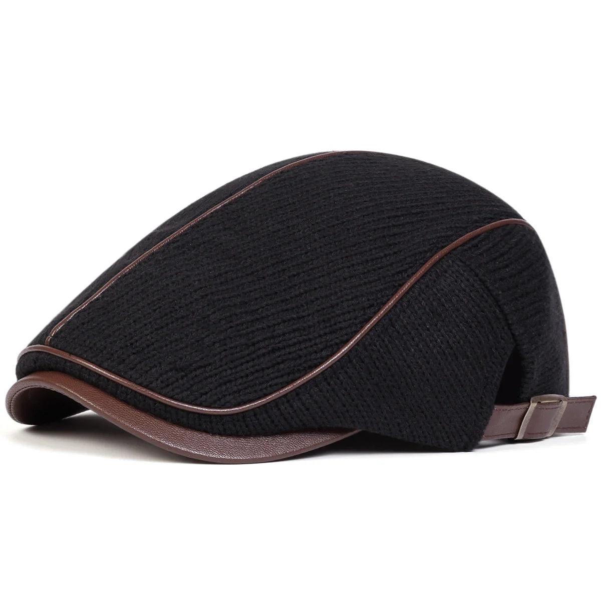 Men Autumn Winter Warm Knitting Newsboy Caps British Painters Hats Side Buckle Adjustable Flat Cap