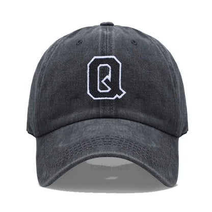 Initial Letter A-Z Embroider Baseball Cap Men Womne Washed Cotton Dad Hat Team Sport Visors Snapback