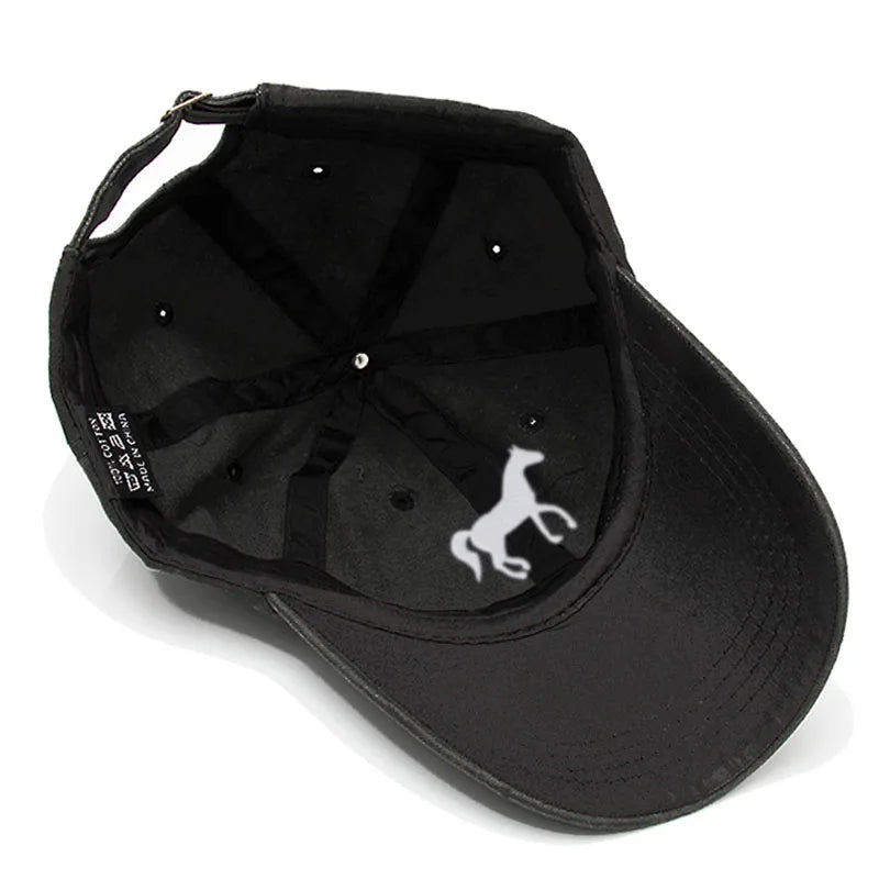 Horse Embroidered Baseball Cap Women Men Adjustable Washed Cotton Dad Hat Unisex Classic Golf Caps