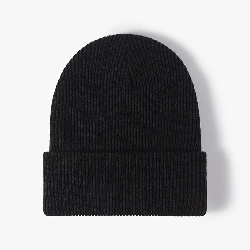 Women Men Autumn Winter Warm Beanie Hat Solid Color Lady Male Stretch Knitted Crochet Beanies Cap