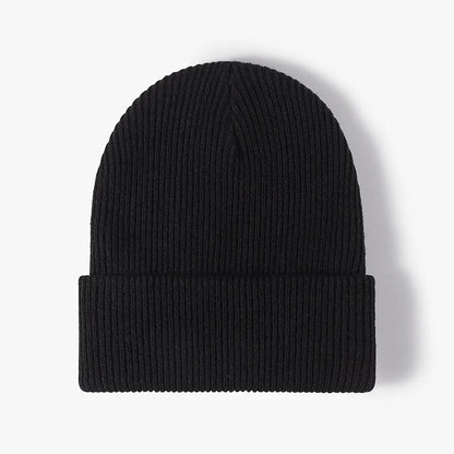 Women Men Autumn Winter Warm Beanie Hat Solid Color Lady Male Stretch Knitted Crochet Beanies Cap