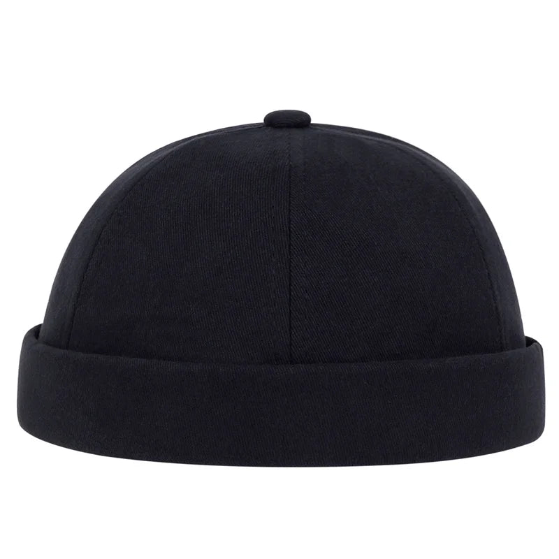Menwomen Skull Cap Sailor Headdress Leaf Rivets Embroidery Warm Rolled Cuff Blanket Brimless Plain