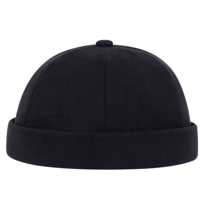 Menwomen Skull Cap Sailor Headdress Leaf Rivets Embroidery Warm Rolled Cuff Blanket Brimless Plain