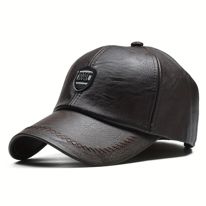 Men Baseball Cap Autumn Winter Warm Leather Hip Hop Snapback Hat Outdoor Sports Casual Caps Dad Hats