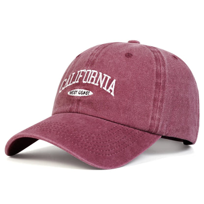 Unisex California Letter Embroidery Wash Baseball Caps Spring Autumn Outdoor Adjustable Casual Hats