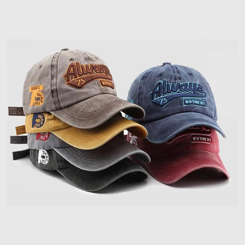 Retro Baseball Cap 3d Embroidery Always Unstructured Distressed Hat