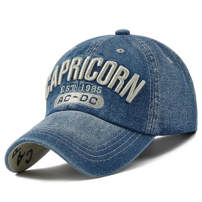 Unisex Capricorn Letter Embroidery Baseball Caps Spring Autumn Outdoor Sunscreen Hat Adjustable