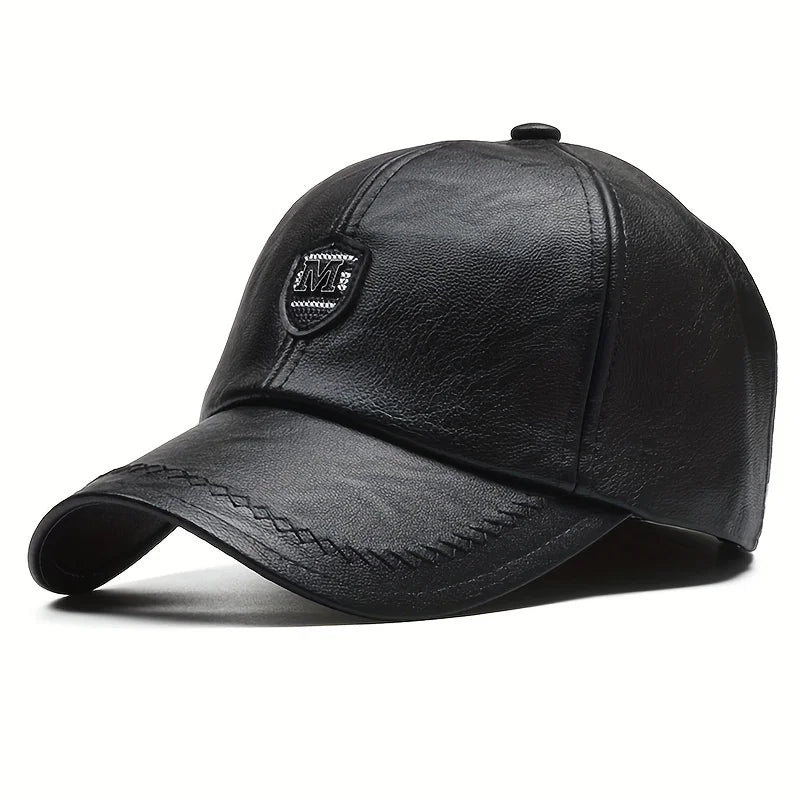 Men Baseball Cap Autumn Winter Warm Leather Hip Hop Snapback Hat Outdoor Sports Casual Caps Dad Hats