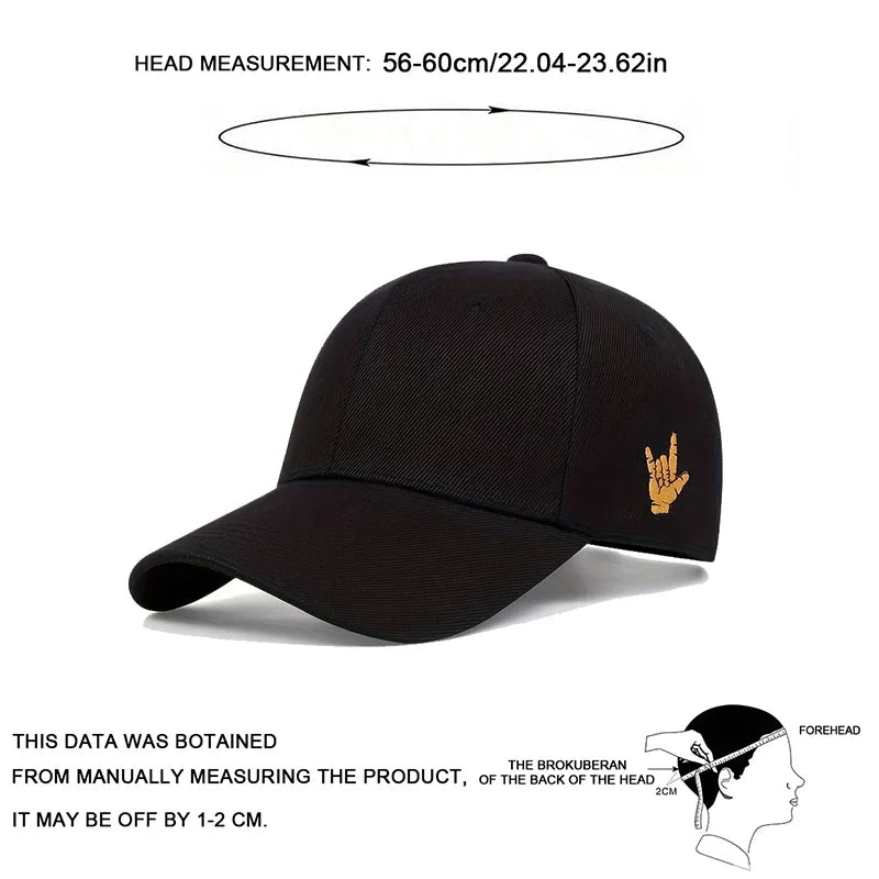 Unisex Side Finger Embroidery Baseball Caps Spring Autumn Outdoor Adjustable Casual Hats Hip Hop Hat