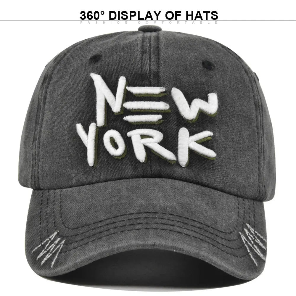 York Baseball Caps Washed Cotton Hat Men Women Gorras Snapback Sun Protection Casquette Dad Outdoors