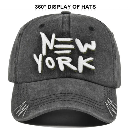 York Baseball Caps Washed Cotton Hat Men Women Gorras Snapback Sun Protection Casquette Dad Outdoors