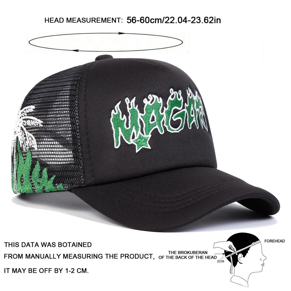 Unisex Magari Flame Embroidery Baseball Net Caps Spring Summer Outdoor Adjustable Casual Hats