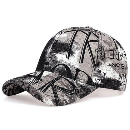 Unisex Letter Graffiti Printing Tie Dye Baseball Caps Spring Autumn Outdoor Adjustable Casual Hats