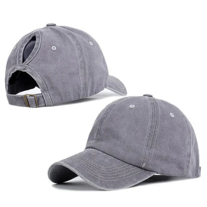 1Pcs Trendy Lightweight Cotton Cap Distressed Look, Sunshade, Adjustable Fit & Ponytail-Friendly for Stylish Women